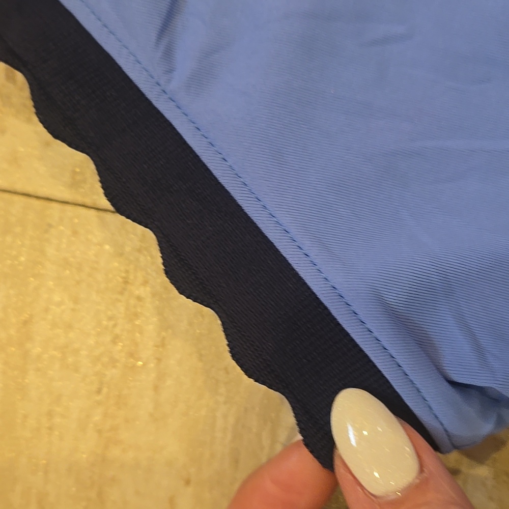 New Peter Millar Navy/Opal Blue Scallop Trim Sun Protection Country Club Polo - Picture 7 of 13